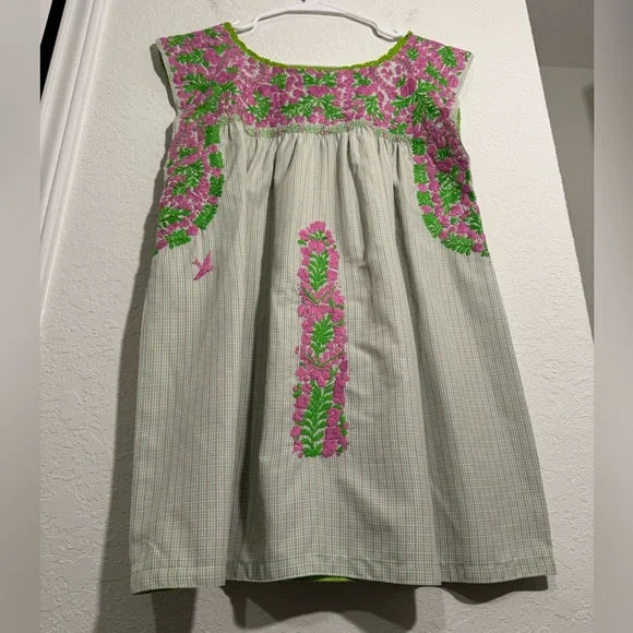 Mi Golondrina Mexico Embroidered Plaid Sleeveless Blouse Womens Size Small - Picture 3 of 7